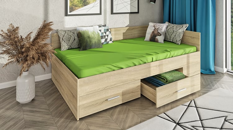 Postel Renát 120 cm s matrací a s úložným prostorem 