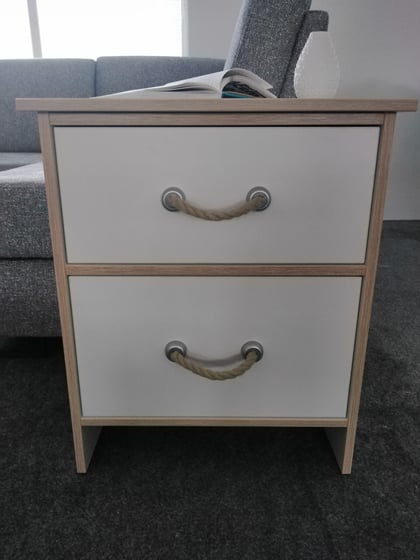Komoda,stolek Kosmo 22 bílá , úchyt lano 54x64x40