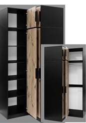 Rohová skříň Lati černá dub viking hnědá  - vnitřek lati