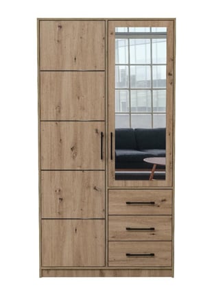 Šatní skříň Kos D2 100/200/57,5 cm dub artisan se zrcadlem 