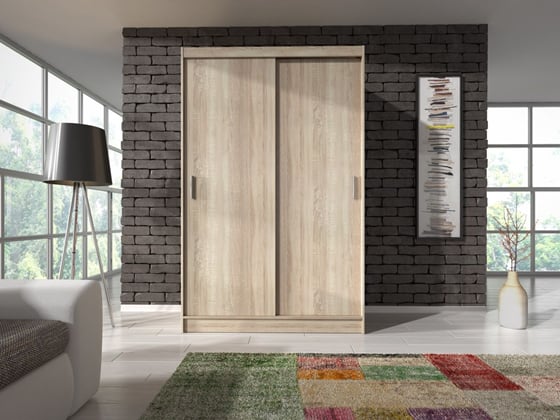 Šatní skříň Oki 150/200/62 bez zrcadla s posuvnými dveřmi 