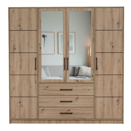 Šatní skříň Kos D4 196/200/57,5 se zrcadlem dub artisan 