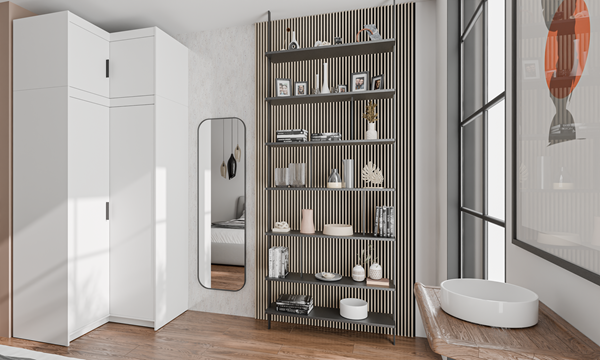 Rohová skříň Elza s nástavcem 98x98 výška 245,5 cm