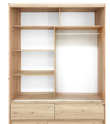 Šatní skříň Nada 150x215x60 se zrcadlem dub artisan  - vnitřek standard