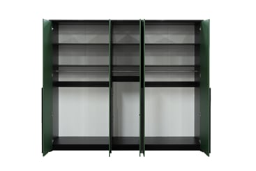 Šatní skříň Genua 255/217/65 bez zrcadla černá dveře zelené - geunua 255 nitřek