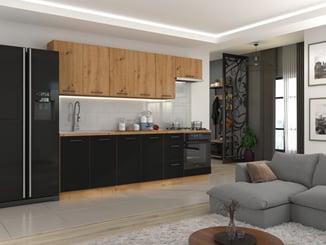 Sektorová kuchyně Moden dub artisan,černá mat - náhled