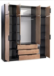 ŠATNÍ SKŘÍŇ LATI D4 196/245/58  se zrcadlem dub viking hnědá - lati d4 s nástavkou vnitřek