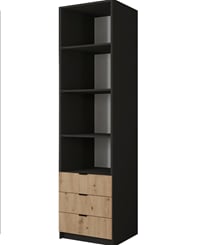 ŠATNÍ SKŘÍŇ JAXON 150/216/47 CM černá dub votan se zrcadlem  - jaxon 50 zrcadlo vnitřek