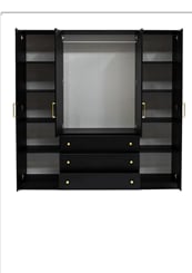 Šatní skříň Retro D4 196/200/58 cm černá + zlaté úchyty - vnitřek