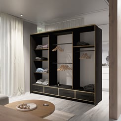 Šatní skříň Sevila 250/220/66 s LED osvětlením se zrcadlem  - sevilla-250-_1-vnitřek