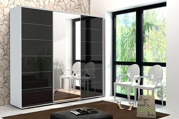 ŠATNÍ SKŘÍŇ ALENA 32 278/245/62 se zrcadlem lesklé dveře